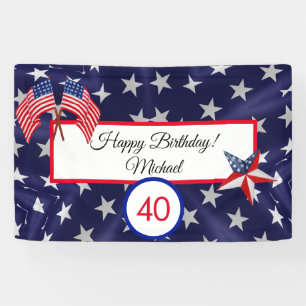 Banderoles Joyeux anniversaire Juillet 4th Stars and Stripes 