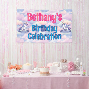Banderoles Joyeux Anniversaire Licorne Magique Personnalisée
