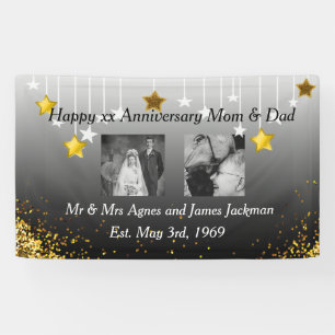 Banderoles Joyeux Anniversaire Maman et Papa Photo Ancien et