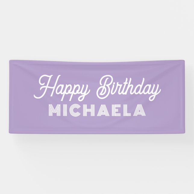 Banderoles Joyeux Anniversaire moderne Nom personnalisé (Horizontal)