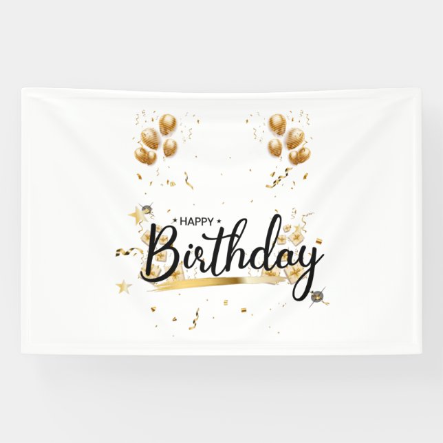 Banderoles Joyeux Anniversaire Or 4x6 Vinyl Banner (Horizontal)