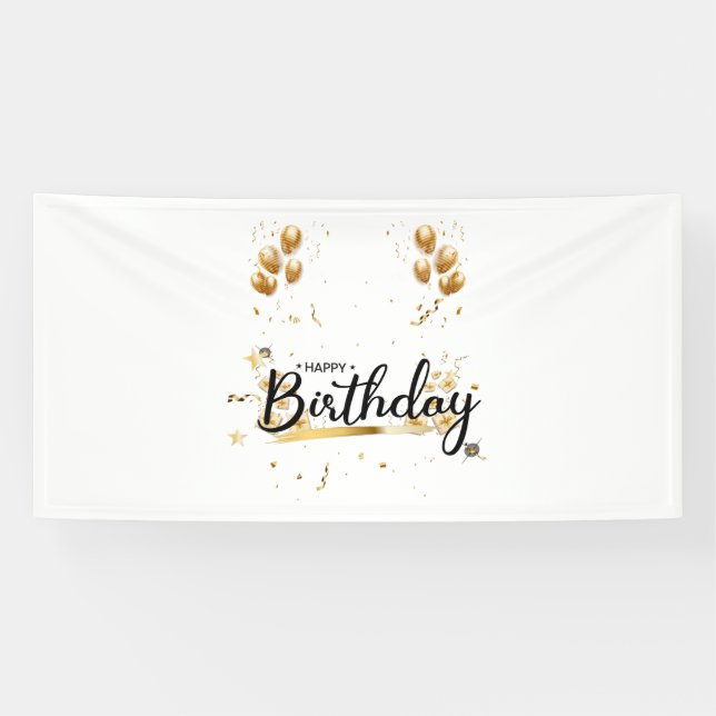 Banderoles Joyeux Anniversaire Or 4x8 Vinyl Banner (Horizontal)