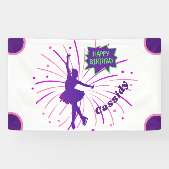 Banderoles Joyeux Anniversaire Patinage artistique personnali (Horizontal)