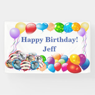 Banderoles Joyeux Anniversaire personnalisé Vinyl Banner, 3' 