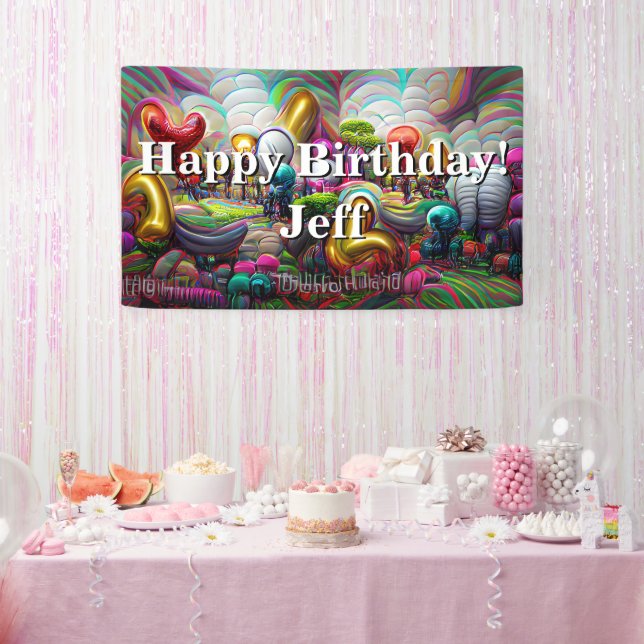Banderoles Joyeux Anniversaire personnalisé Vinyl Banner, 3'  (Fête)