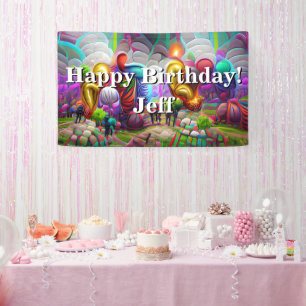 Banderoles Joyeux Anniversaire personnalisé Vinyl Banner, 3' 