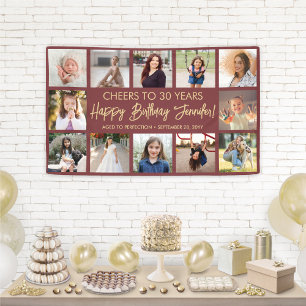 Banderoles Joyeux Anniversaire Photo moderne Collage Bourgogn