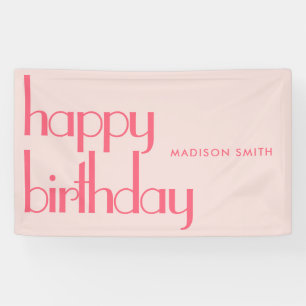 Banderoles Joyeux anniversaire rose moderne