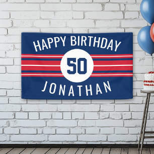 Banderoles Joyeux Anniversaire Sports Jersey Stripes Nom et â