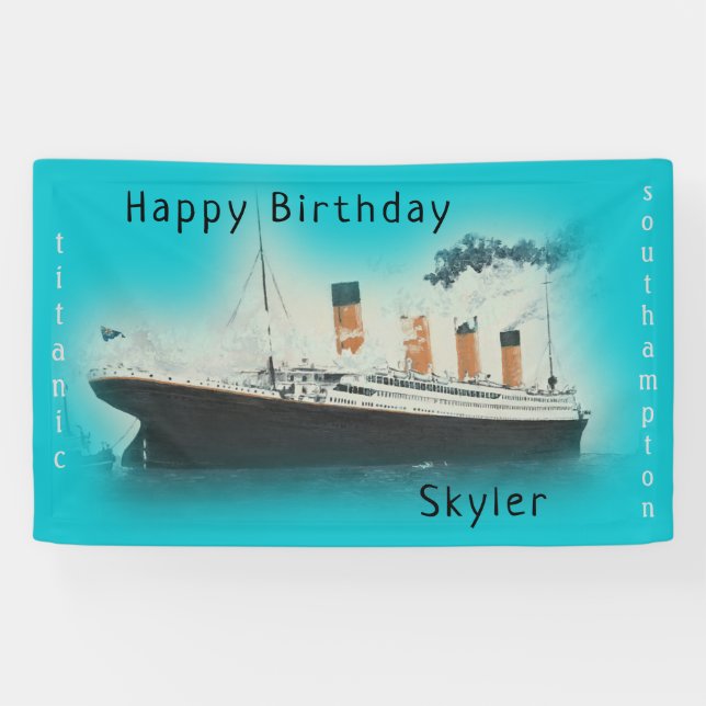 Banderoles Joyeux anniversaire Titanic Nom du navire Aqua Tur (Horizontal)