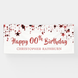 Banderoles Joyeux anniversaire TOUT ÂGE Red Stars Nom