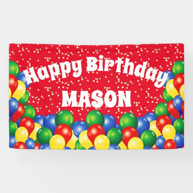 Banderoles Joyeux ballons d'anniversaire (Horizontal)