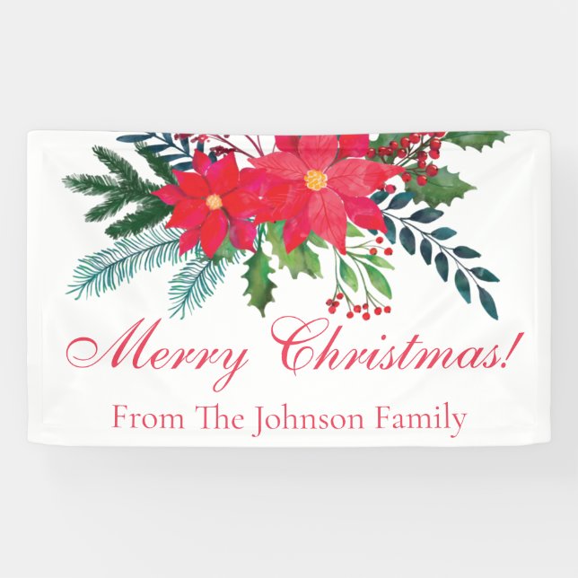 Banderoles Joyeux Bouquet de Noël Famille personnalisée (Horizontal)