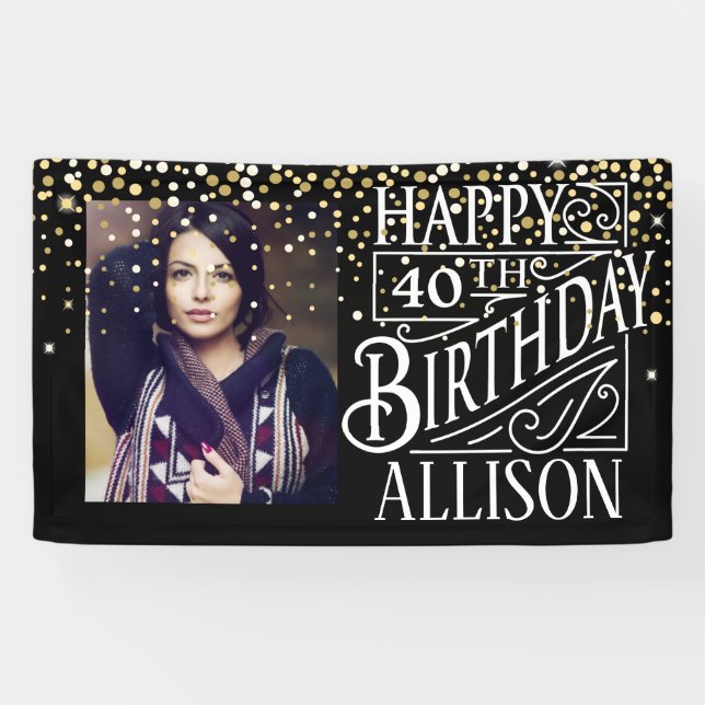 Banderoles Joyeux design d'anniversaire avec des confettis do (Horizontal)