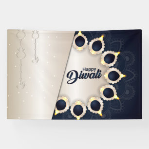 Banderoles Joyeux Diwali avec Rangoli et Diya