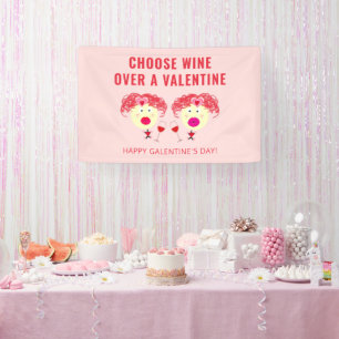 Banderoles Joyeux Galentines Jour Valentines fête Vin amusant