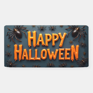 Banderoles Joyeux Halloween avec des araignées