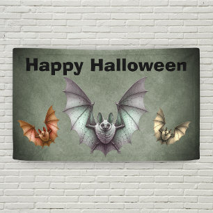 Banderoles Joyeux Halloween Chauves-Souris Volantes Grunge Gr