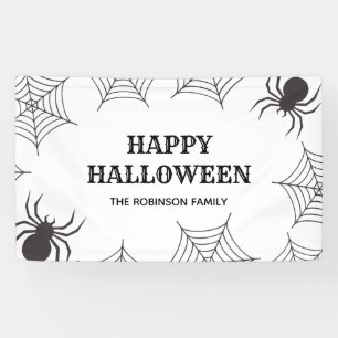 Banderoles Joyeux Halloween Cobweb Spiders Black & White Part