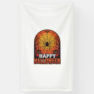 Banderoles Joyeux Halloween Toile d'araignée Gravure Vintage