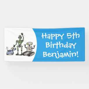 Banderoles Joyeux joli dessin de trois robots trio