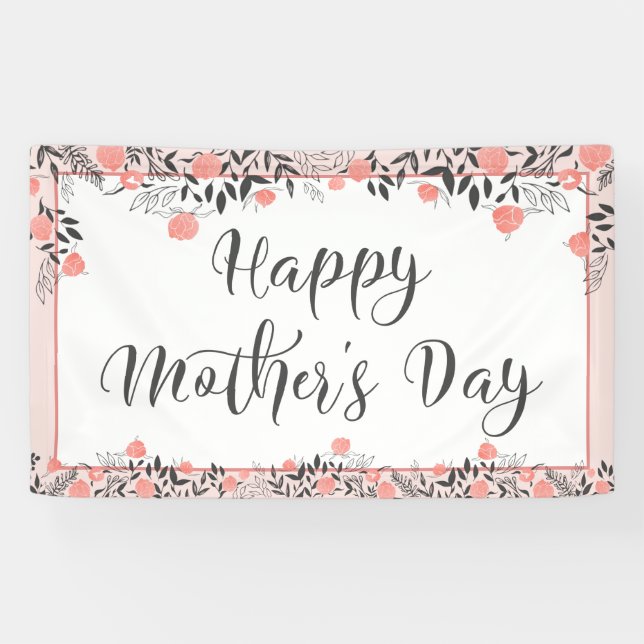 Banderoles JOYEUX JOUR DES MÈRES Rose Gold Blush Floral (Horizontal)