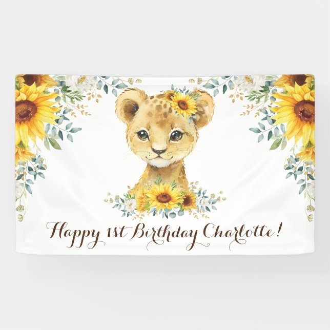 Banderoles Joyeux Jungle Lion Club tournesol Joyeux anniversa (Horizontal)