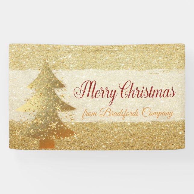 Banderoles Joyeux Noël, Arbre de Noël, Gliterie (Horizontal)