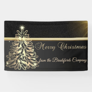 Banderoles Joyeux Noël, Arbre de Noël, Noir, Entreprise