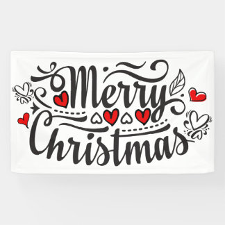 Banderoles Joyeux Noël belle calligraphie lettrant coeur