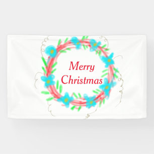 Banderoles Joyeux Noël bleu rouge guirlande aquarelle vacance