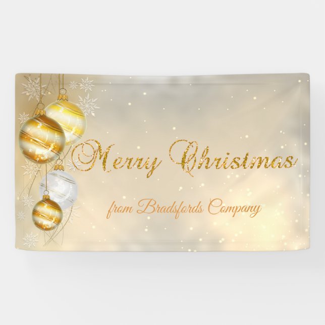Banderoles Joyeux Noël, Boules de Noël, Brillant (Horizontal)