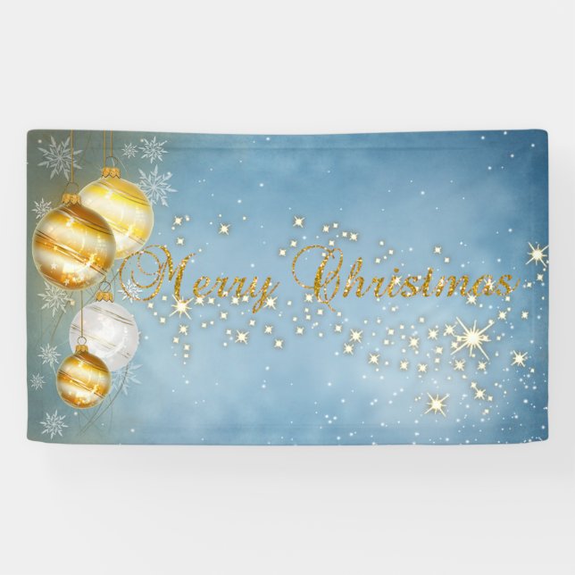 Banderoles Joyeux Noël, Boules de Noël, Étincelle (Horizontal)