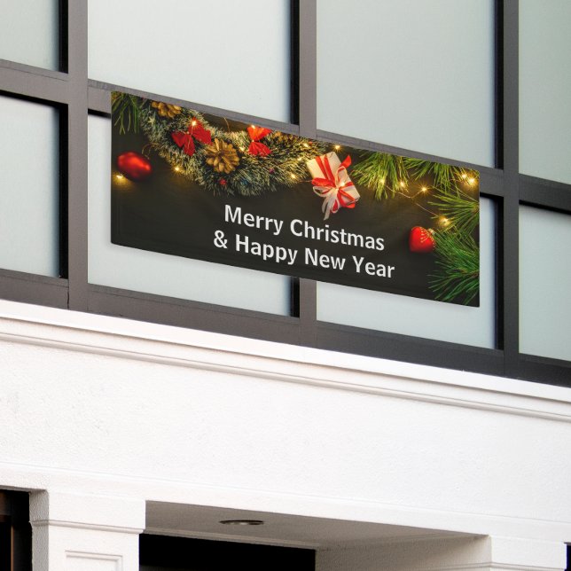 Banderoles Joyeux Noël Et Bonne Année En Plein Air (Bâtiment extérieur)