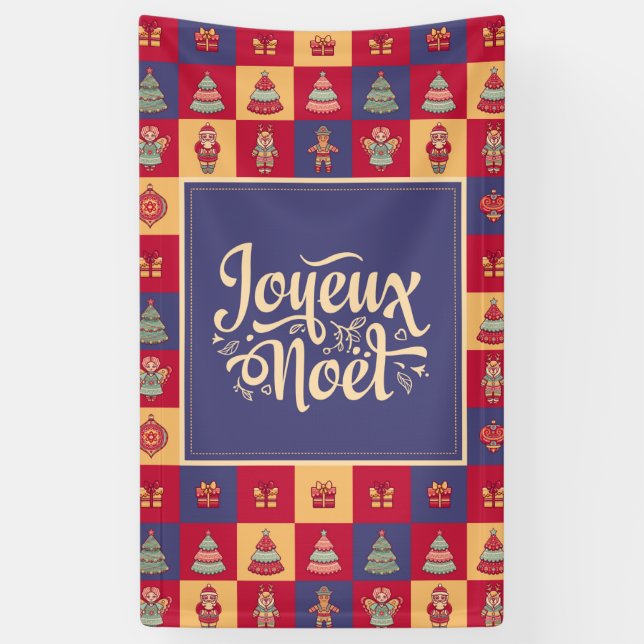 Banderoles Joyeux Noel français Joyeux Noël murale salutation (Vertical)