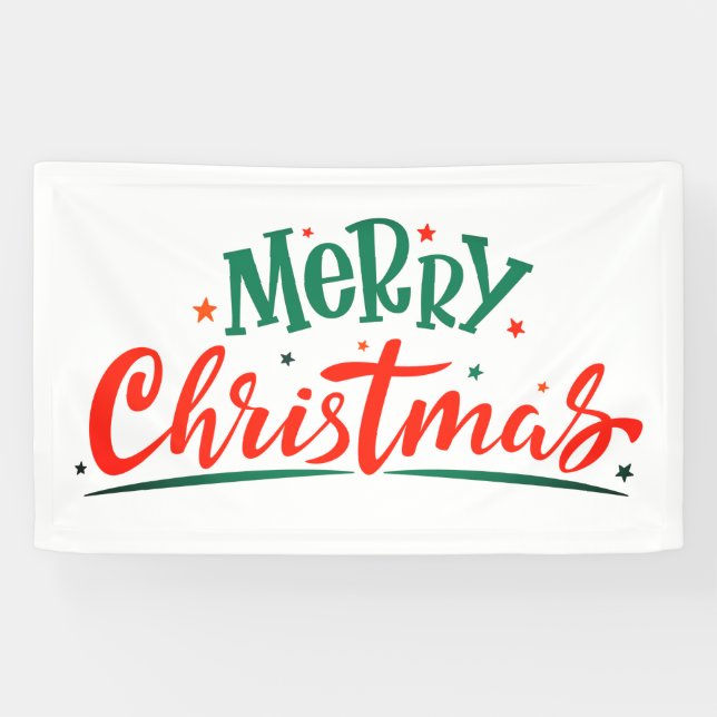 Banderoles Joyeux Noël moderne Rouge vert Script (Horizontal)