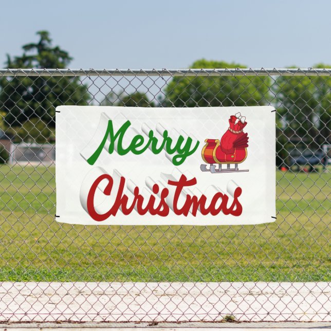 Banderoles Joyeux Noël Père Noël Sleigh rouge vert script (Insitu)