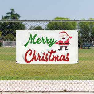 Banderoles Joyeux Noël Santa Claus rouge vert script
