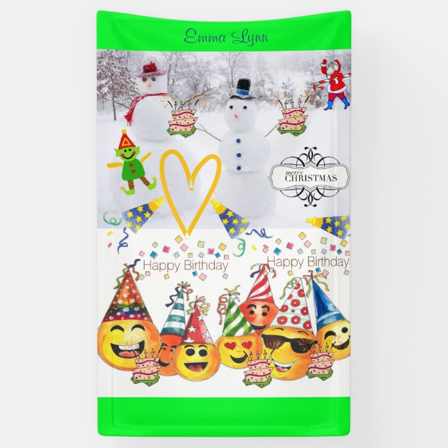Banderoles Joyeux Noël Vinyl Joyeux anniversaire (Vertical)