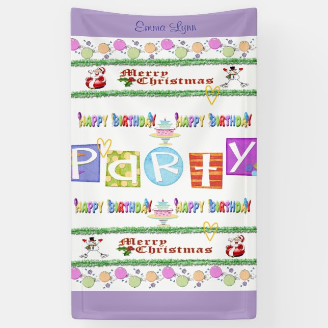 Banderoles Joyeux Noël Vinyl Joyeux anniversaire (Vertical)