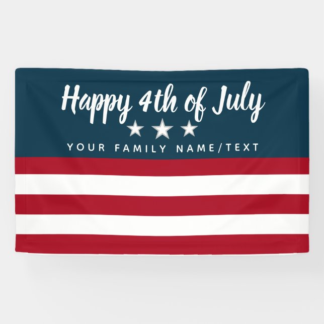 Banderoles Joyeux Patriotique 4 juillet Parti Personnalisé (Horizontal)