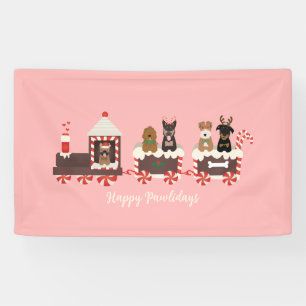 Banderoles Joyeux Pawlidays Chien Noël Train de vacances