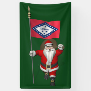 Banderoles Joyeux Père Noël Avec Drapeau De L'Arkansas