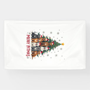 Banderoles Joyeux Pitmas Pitbull Chien Pull de Noël Laid Arbr