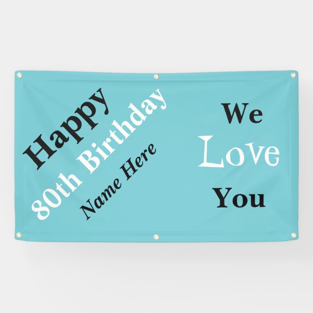 Banderoles Joyeux quatre-vingtième anniversaire en vente (Horizontal)