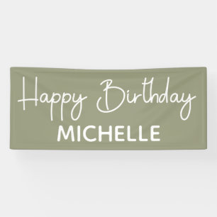 Banderoles Joyeux Sage d'Anniversaire Vert blanc Script lunai