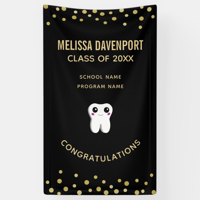 Banderoles Joyeux Sourire Dental Tooth mignonne Graduation (Vertical)
