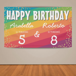 Banderoles Jumelle mixte colorée fête d'anniversaire