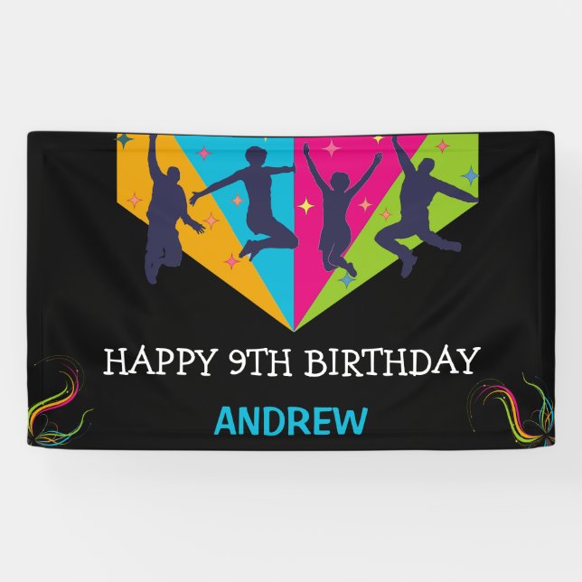 Banderoles Jump Party Trampoline saut Anniversaire (Horizontal)
