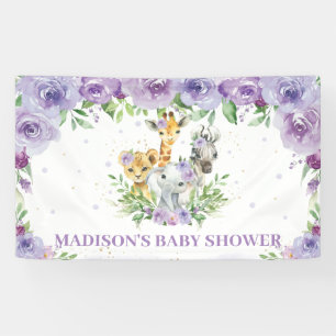Banderoles Jungle Animaux Safari Lilac Purple Floral fond